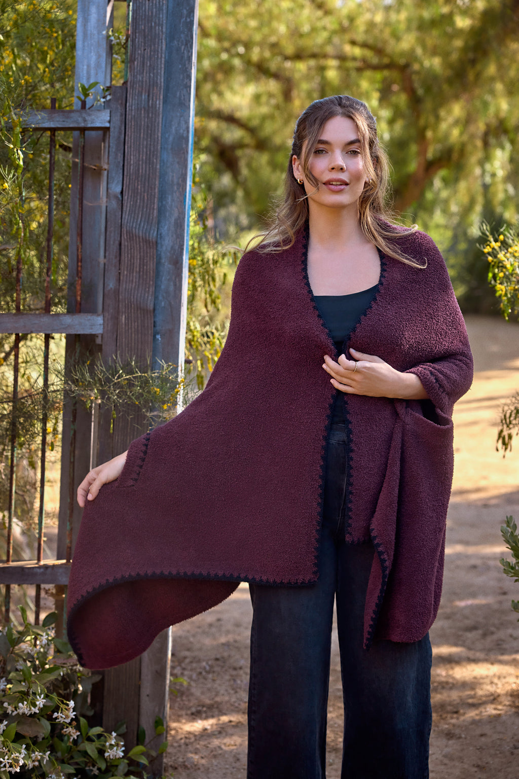 CozyChic® Blanket Stitch Wrap