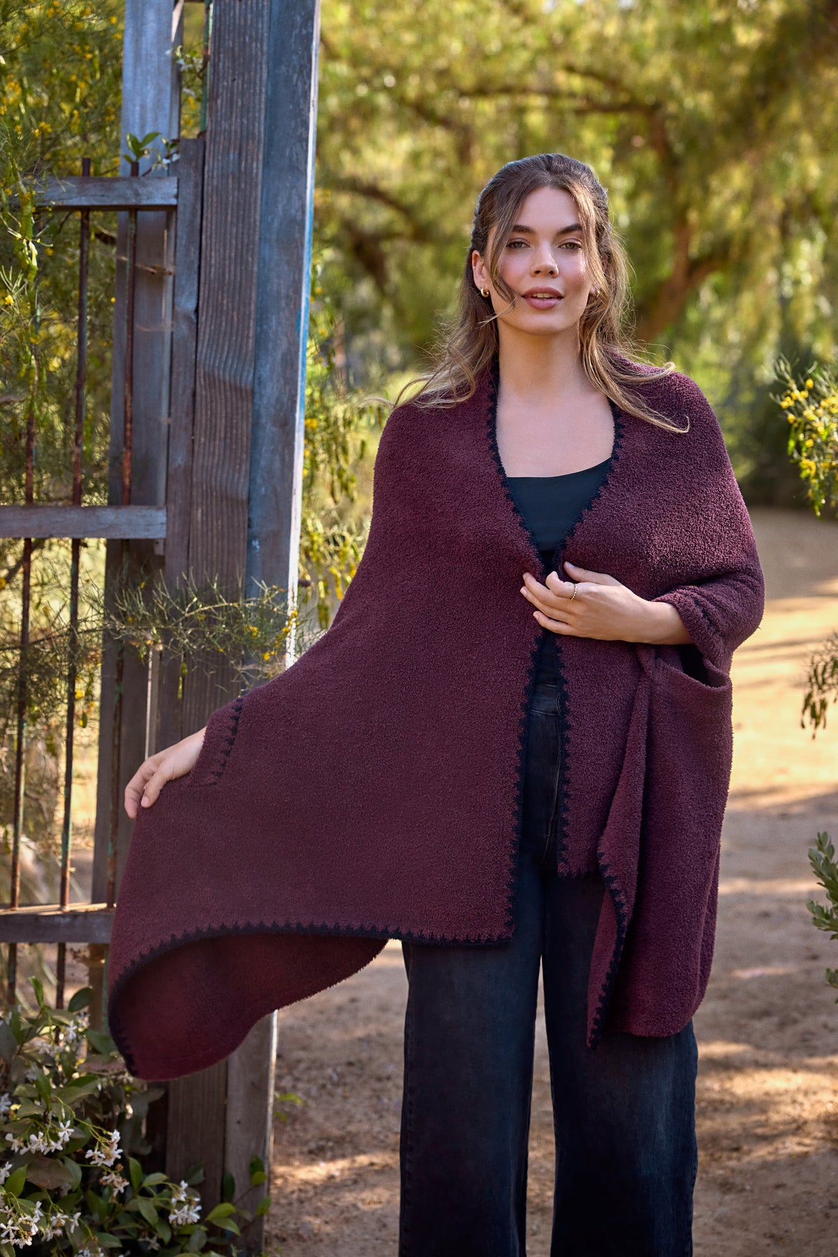 CozyChic® Blanket Stitch Wrap