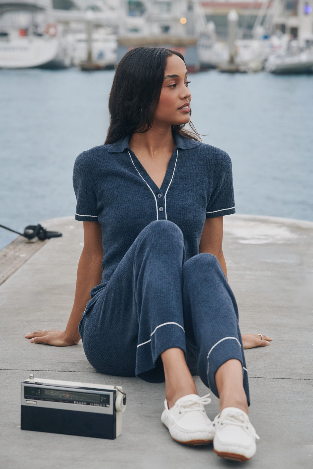 CozyChic Ultra Lite® Contrast Stripe Rib Ankle Pant