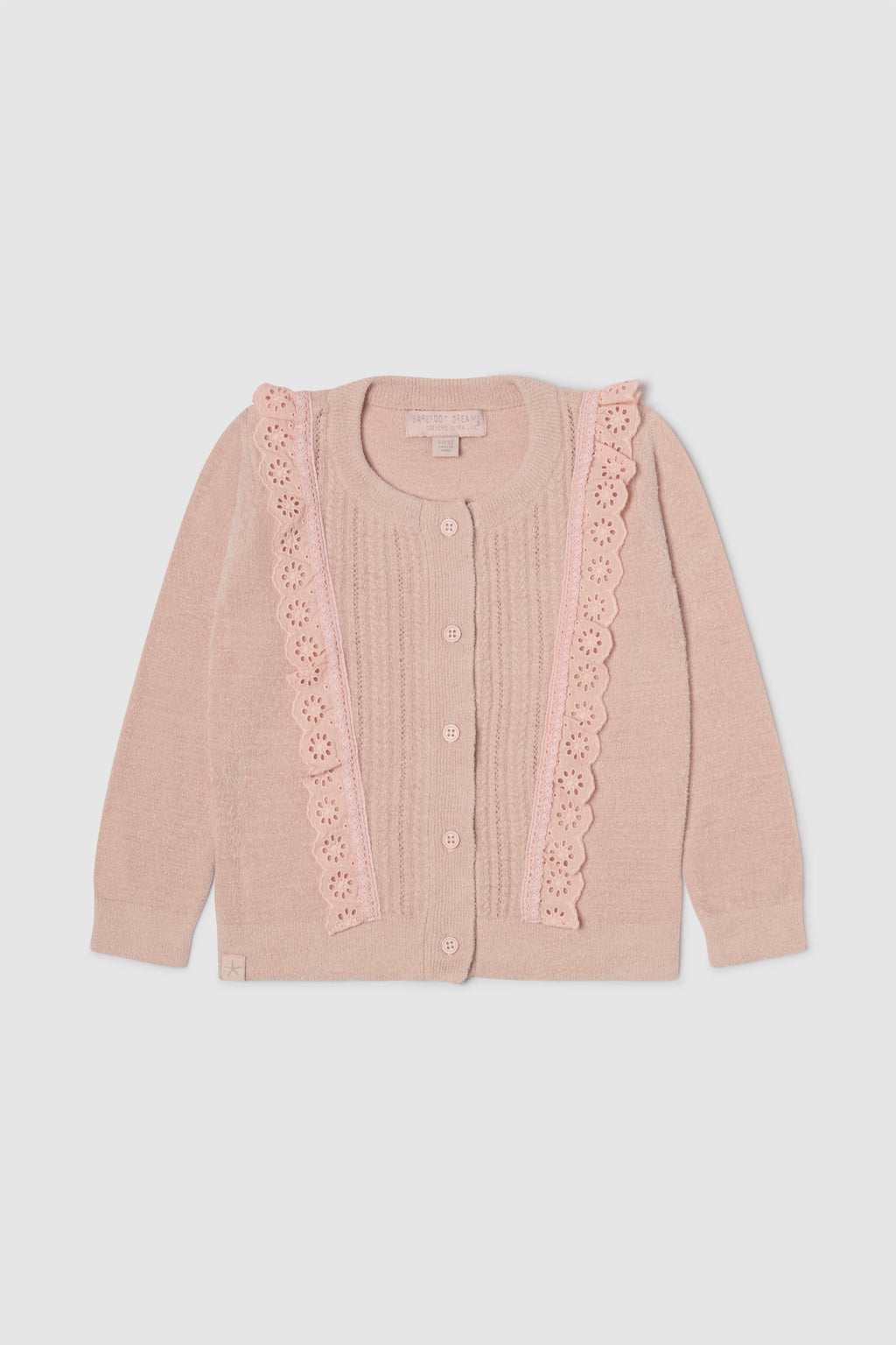 CozyChic Ultra Lite® Toddler Cardigan with Cotton Eyelet Ruffle