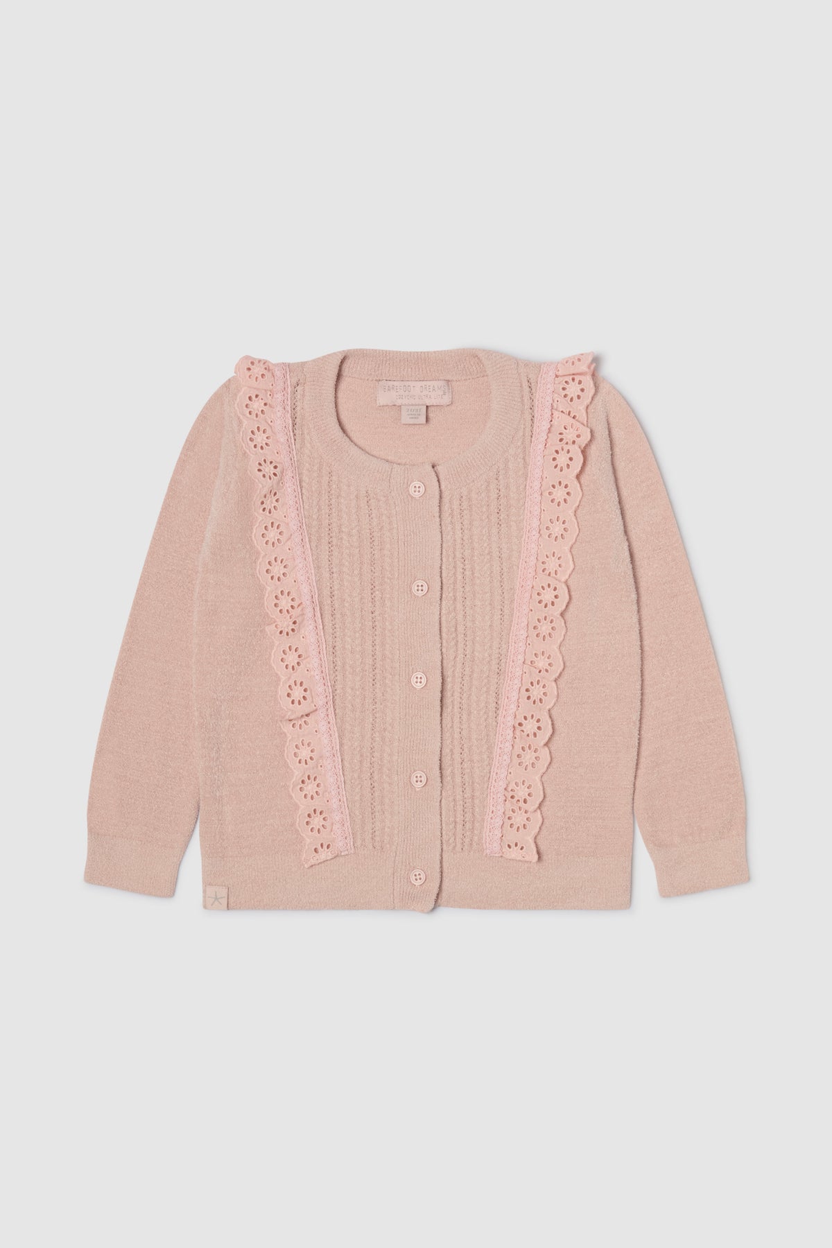 CozyChic Ultra Lite® Toddler Cardigan with Cotton Eyelet Ruffle