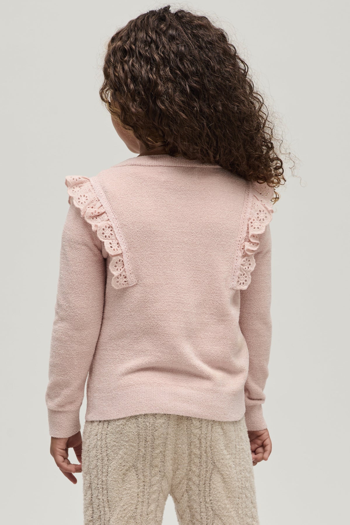 CozyChic Ultra Lite® Toddler Cardigan with Cotton Eyelet Ruffle