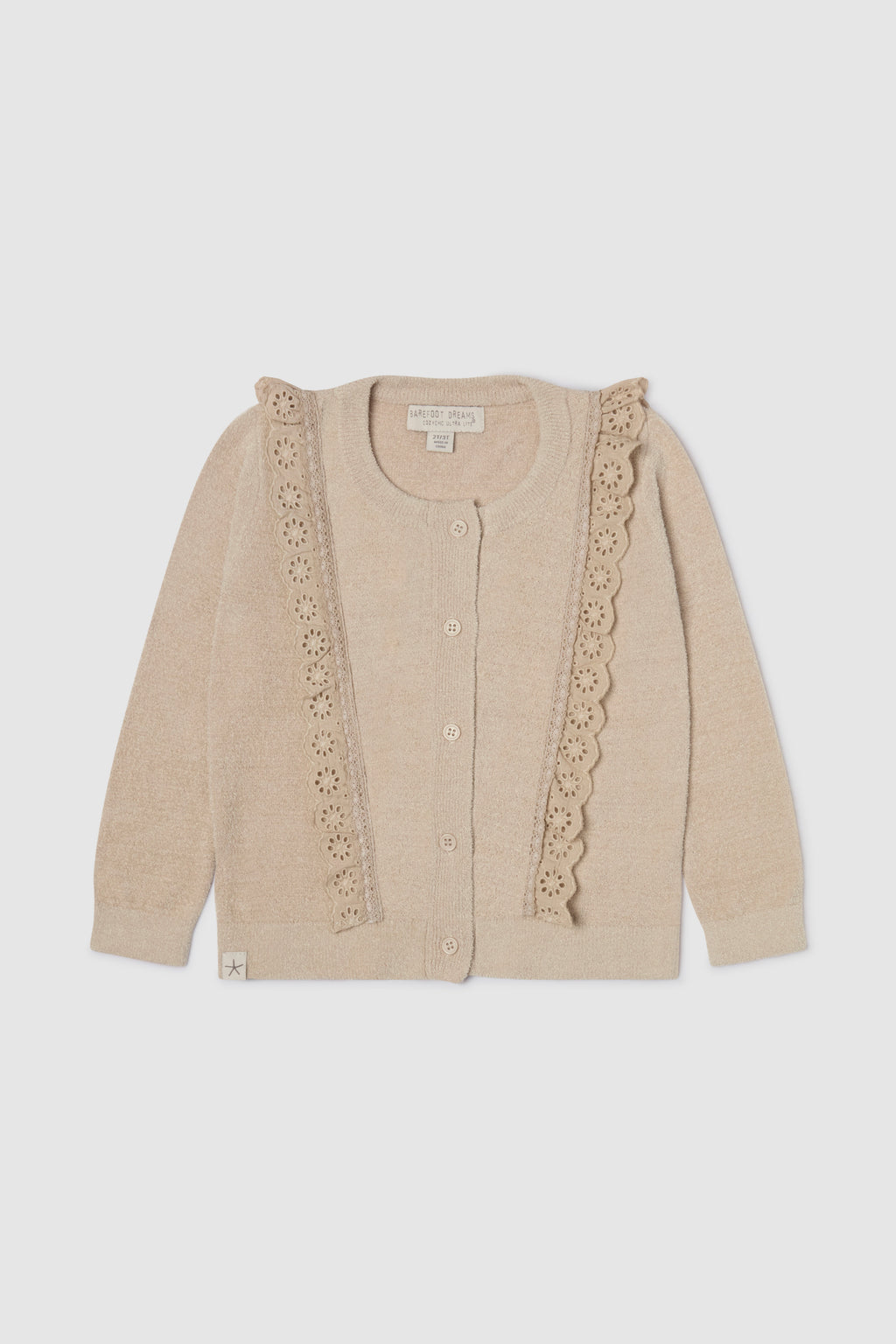 CozyChic Ultra Lite® Toddler Cardigan with Cotton Eyelet Ruffle