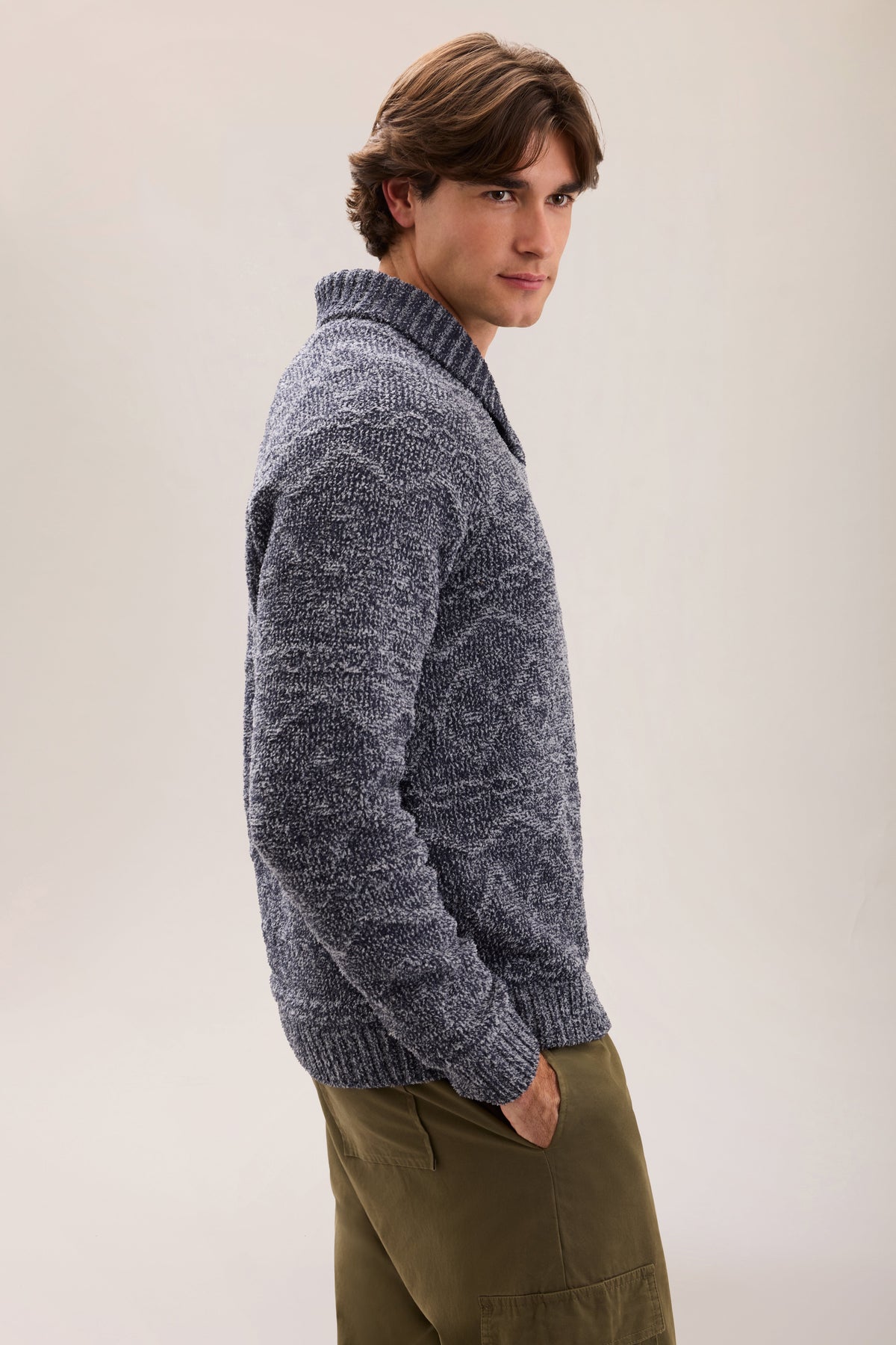 CozyChic® Fair-Isle Shawl Collar Sweater