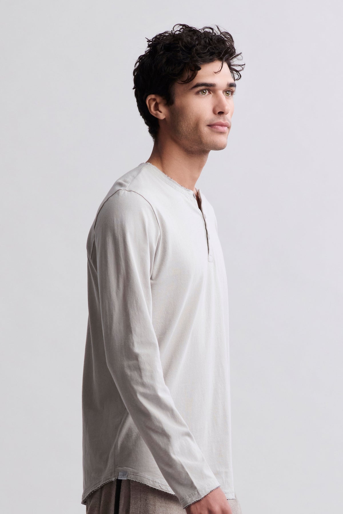 Malibu Collection® Long Sleeve Henley With Woven Detail