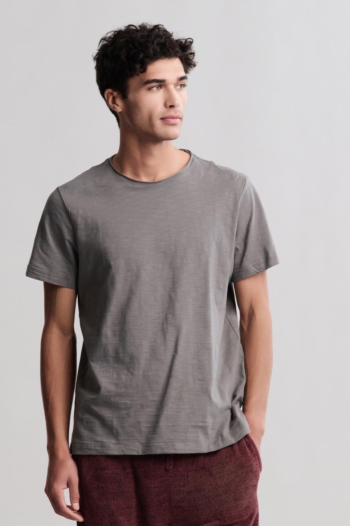 Malibu Collection® Slub Cut Neck T-Shirt