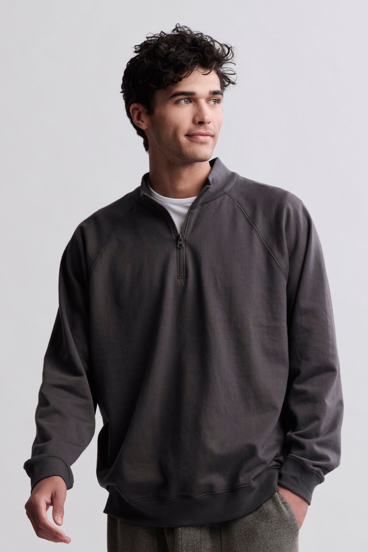 Malibu Collection® Pima Cotton Fleece Half Zip Pullover