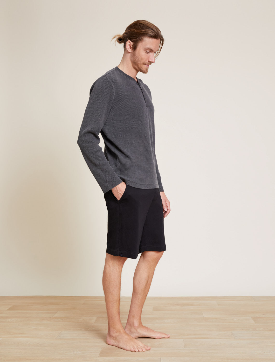 Malibu Collection® Pigment Waffle Long Sleeve Henley Tee