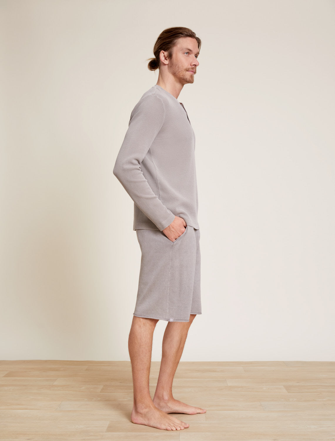 Malibu Collection® Pigment Waffle Long Sleeve Henley Tee