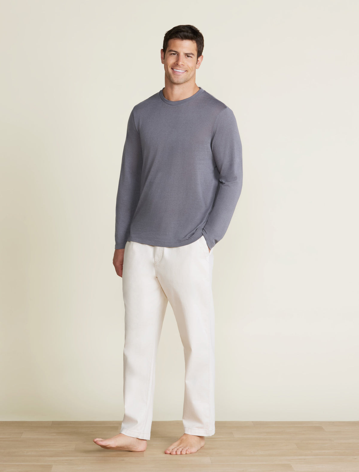 Malibu Collection® Slub Burnout Cut Neck Long Sleeve Tee