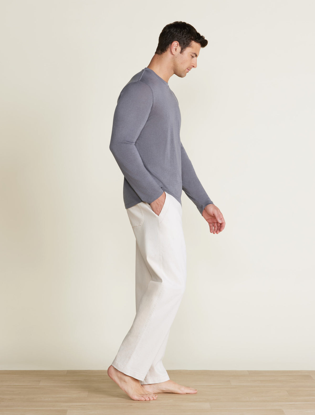 Malibu Collection® Slub Burnout Cut Neck Long Sleeve Tee