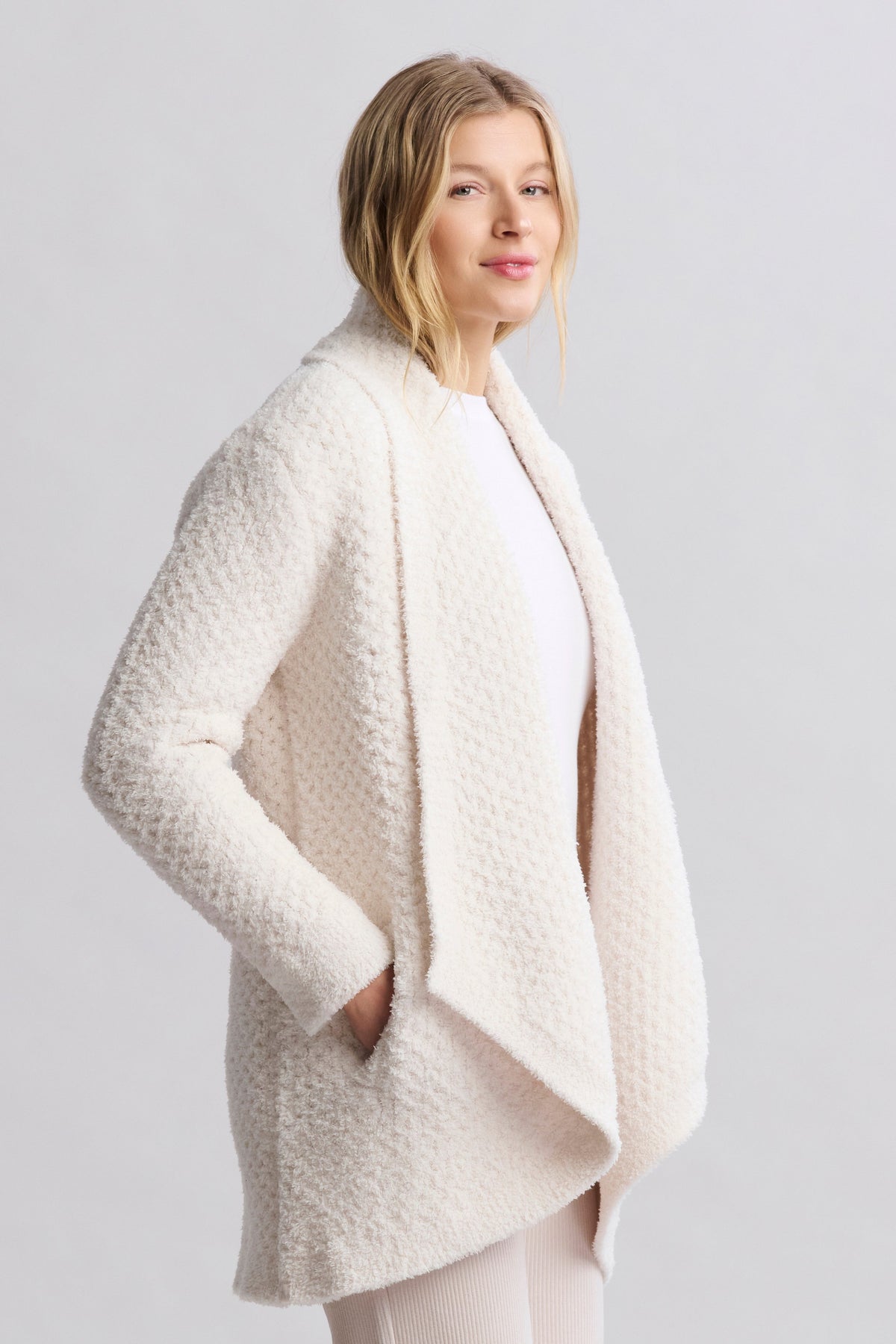 CozyChic® Honeycomb Shawl Cardigan