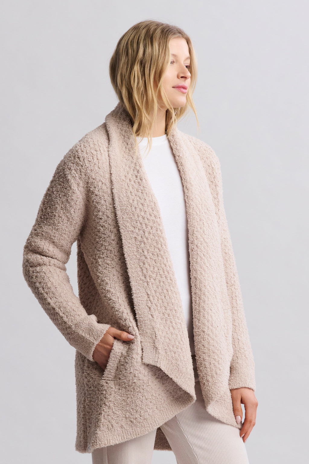 CozyChic® Honeycomb Shawl Cardigan