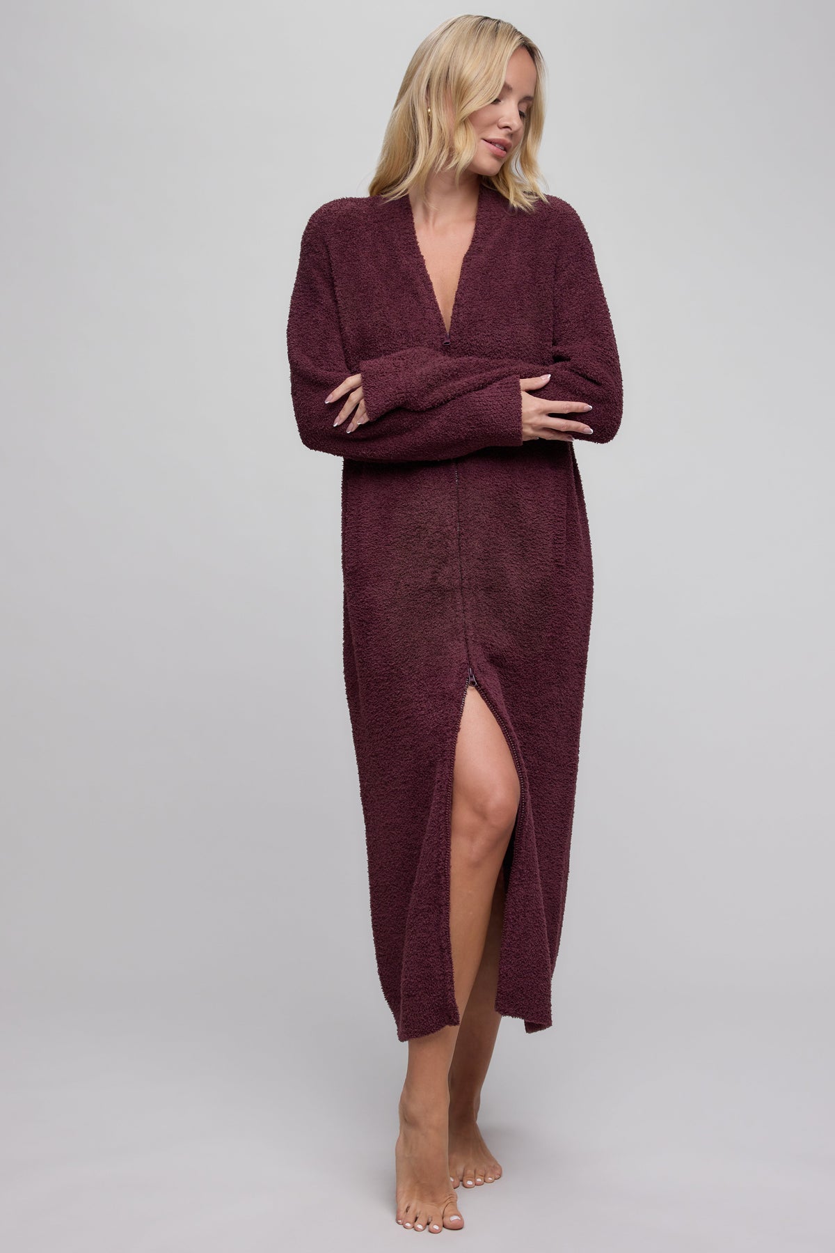 CozyChic® Full Zip V-neck Lounger