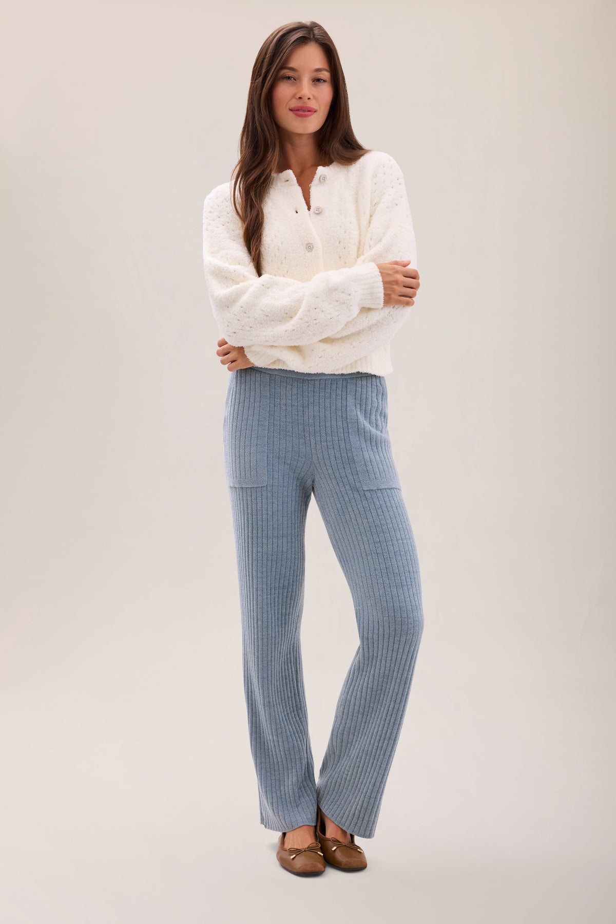 CozyChic® Pointelle Cropped Cardigan