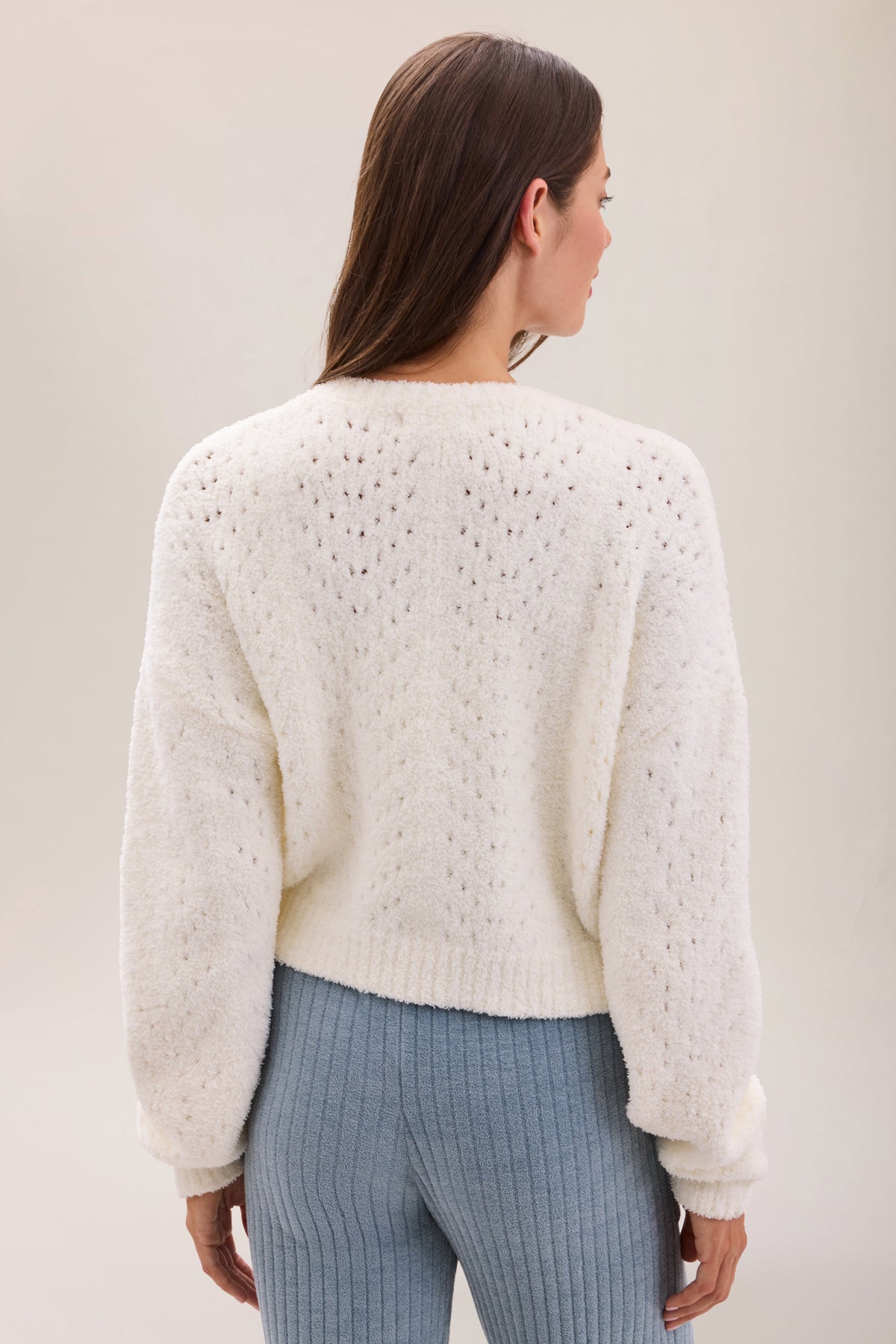 CozyChic® Pointelle Cropped Cardigan
