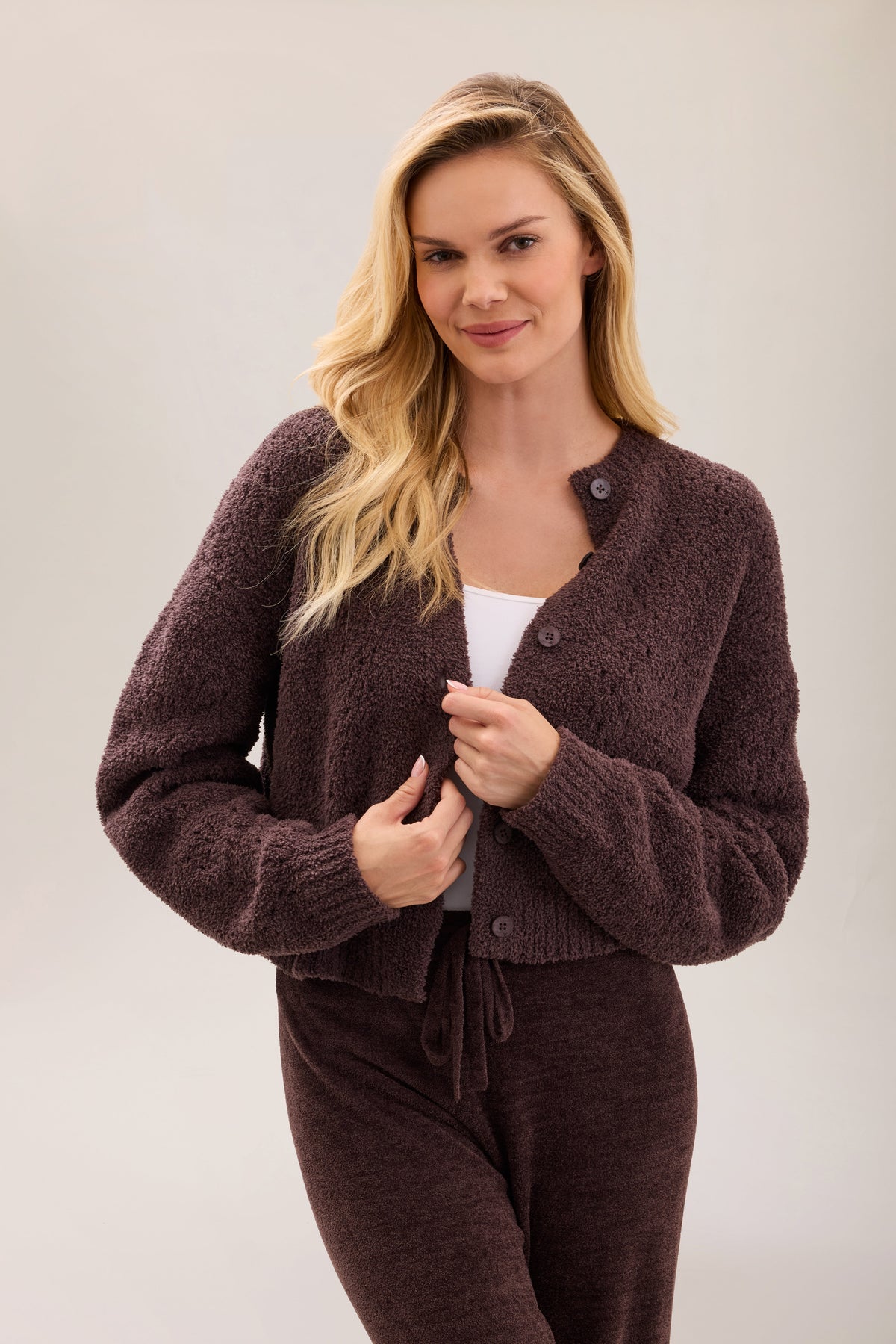 CozyChic® Pointelle Cropped Cardigan