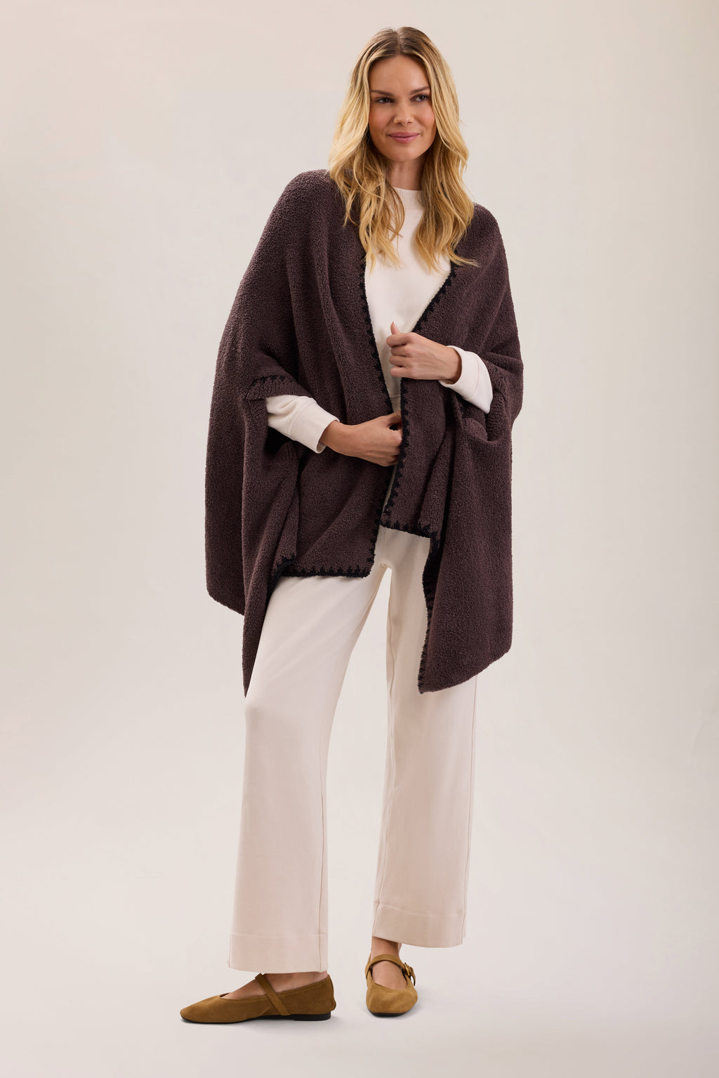 CozyChic® Blanket Stitch Wrap