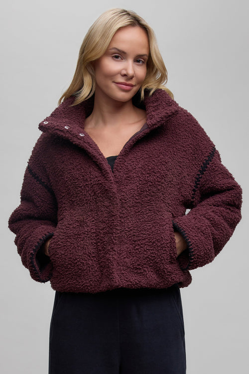 Brushed CozyChic® Blanket Stitch Puffer Jacket