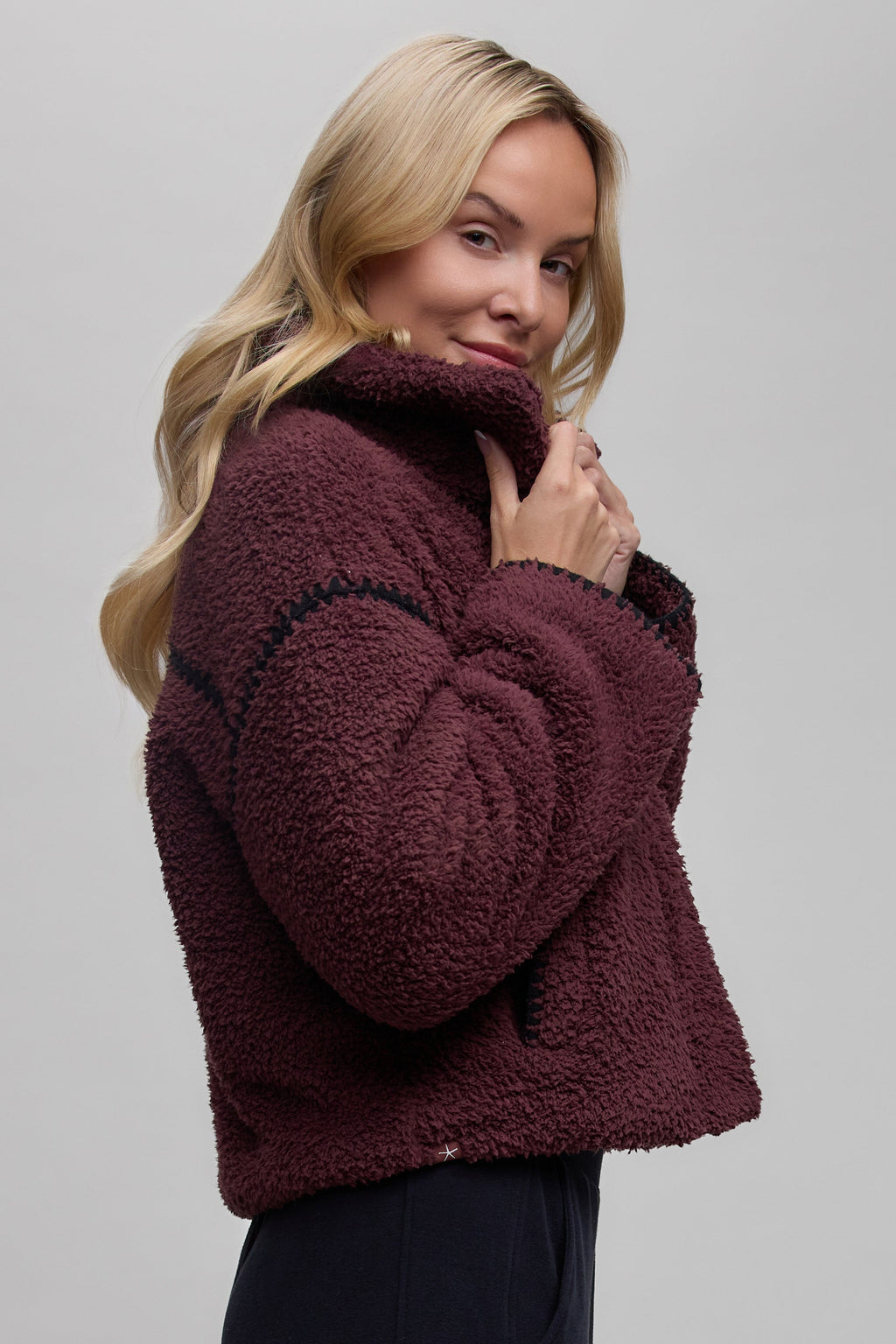 Brushed CozyChic® Blanket Stitch Puffer Jacket