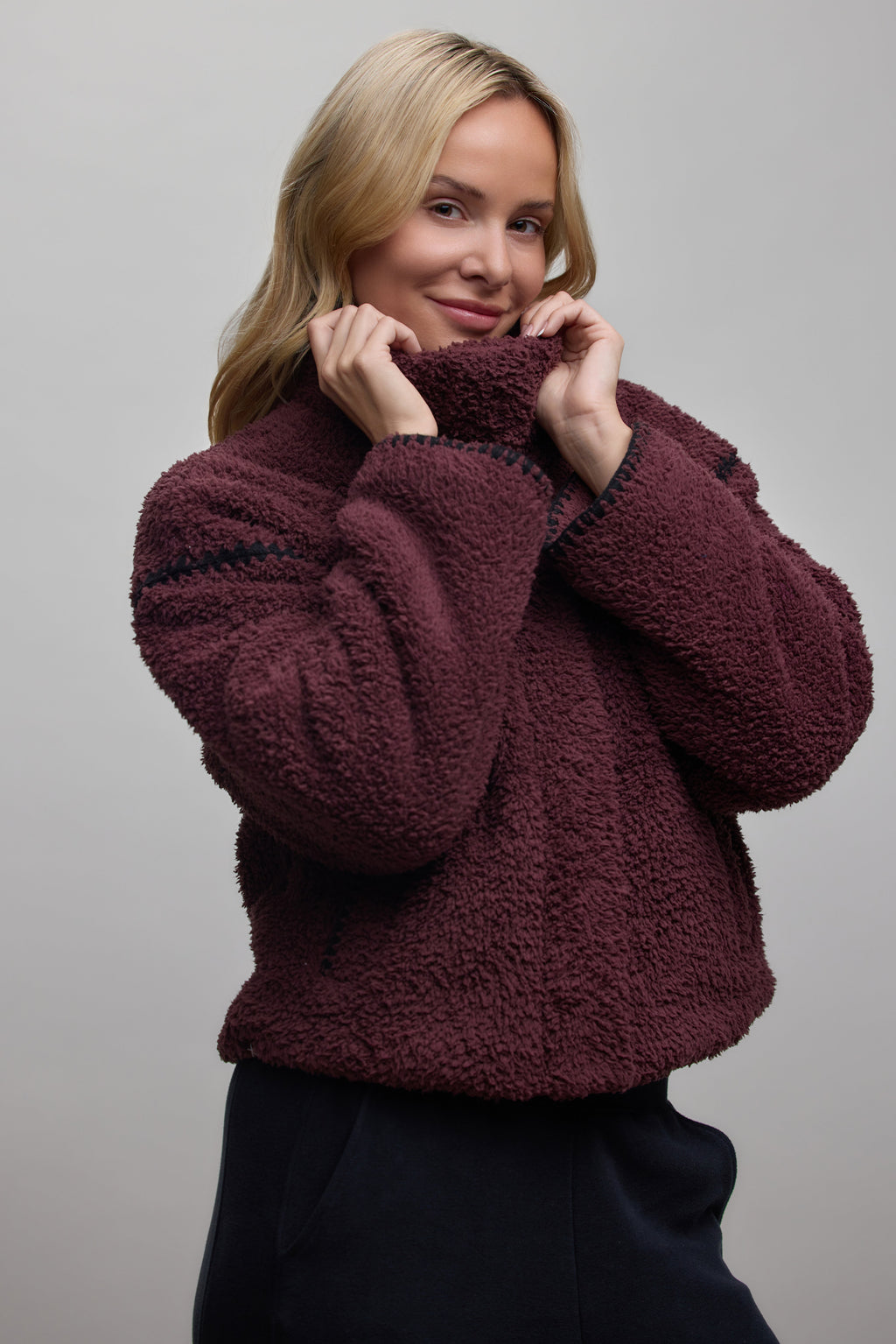 Brushed CozyChic® Blanket Stitch Puffer Jacket