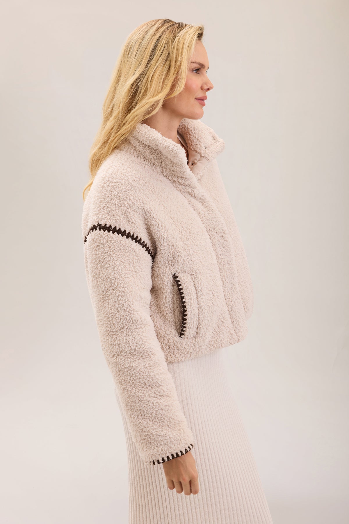 Brushed CozyChic® Blanket Stitch Puffer Jacket