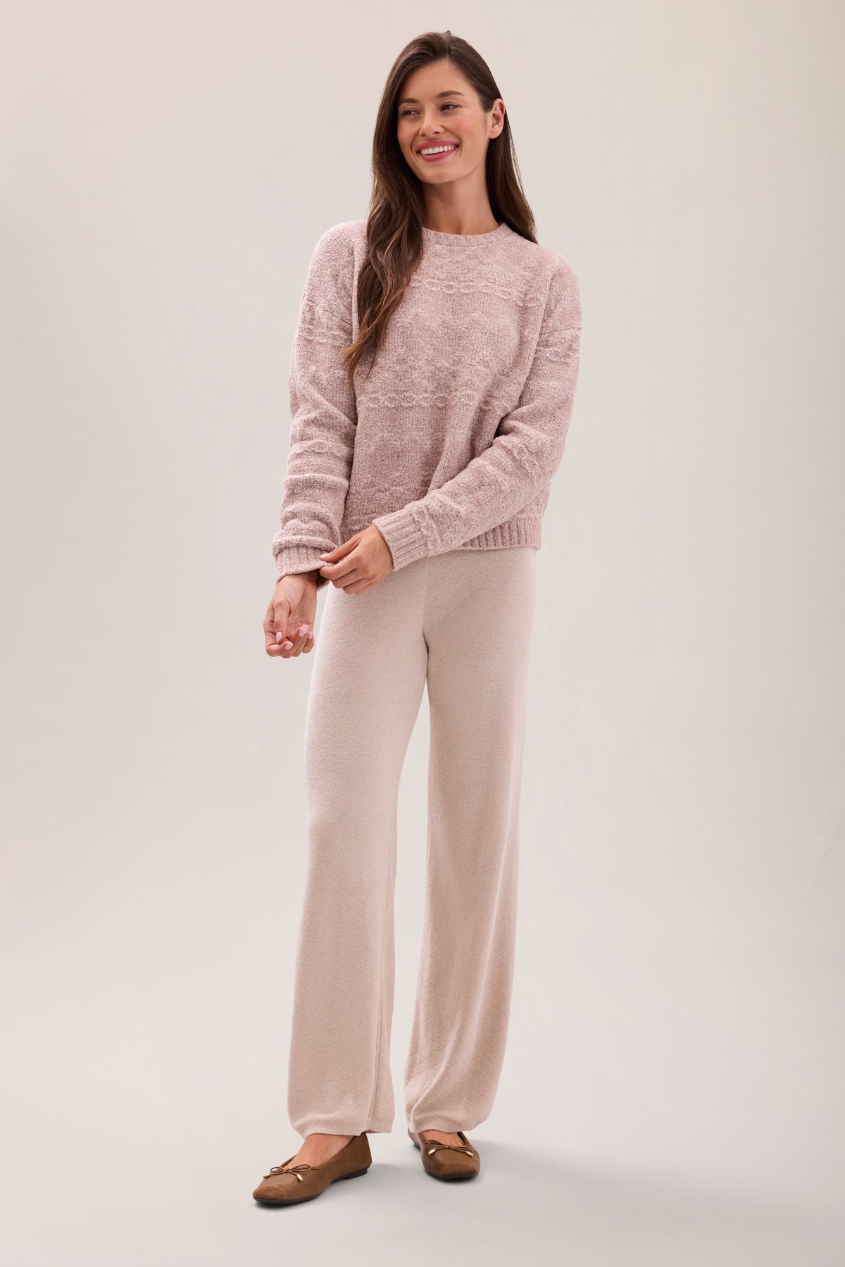 CozyChic® Heathered FairIsle Crew Neck Pullover
