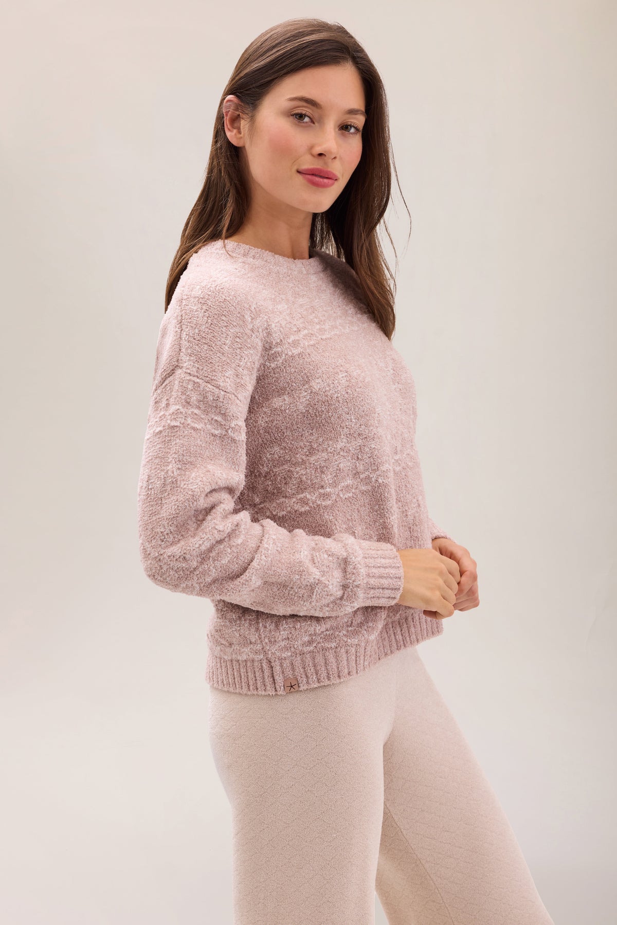 CozyChic® Heathered FairIsle Crew Neck Pullover