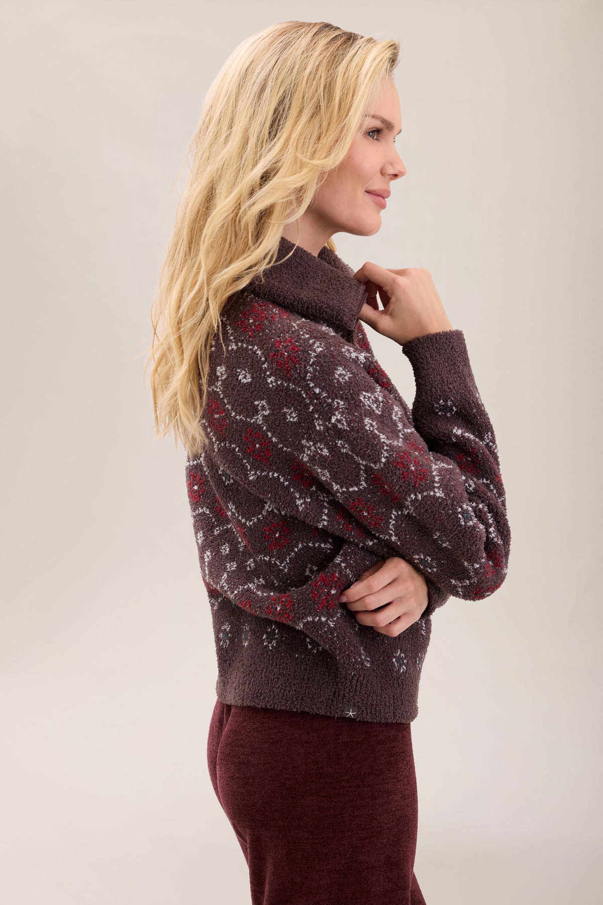 CozyChic® FairIsle Half Zip Pullover