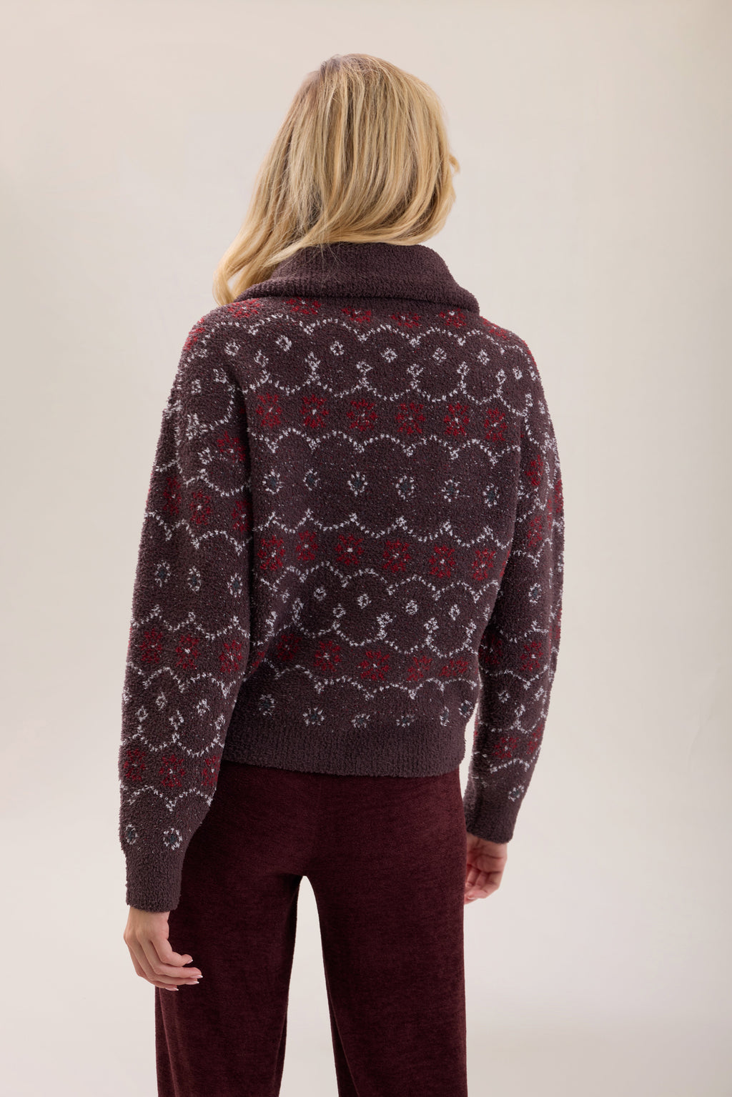 CozyChic® FairIsle Half Zip Pullover