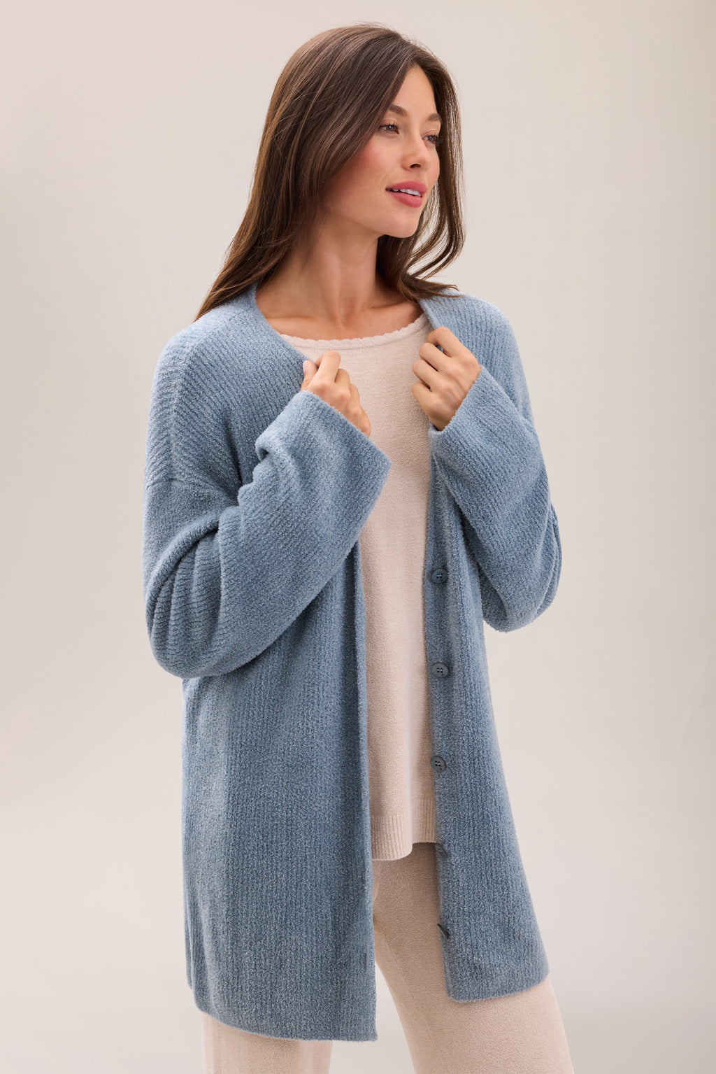 CozyChic Lite® Thin Rib Button Front Cardigan