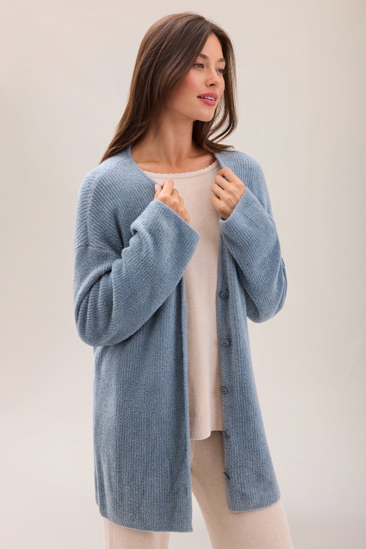 CozyChic Lite® Thin Rib Button Front Cardigan