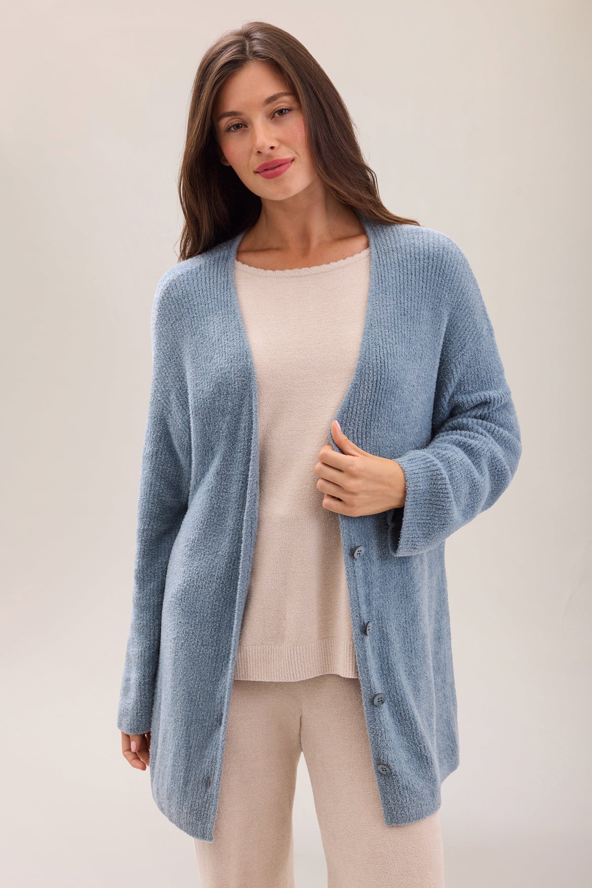 CozyChic Lite® Thin Rib Button Front Cardigan
