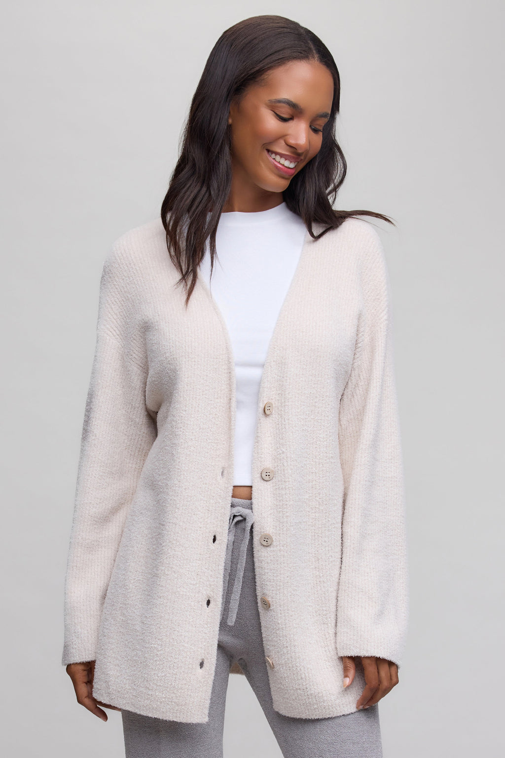 CozyChic Lite® Thin Rib Button Front Cardigan
