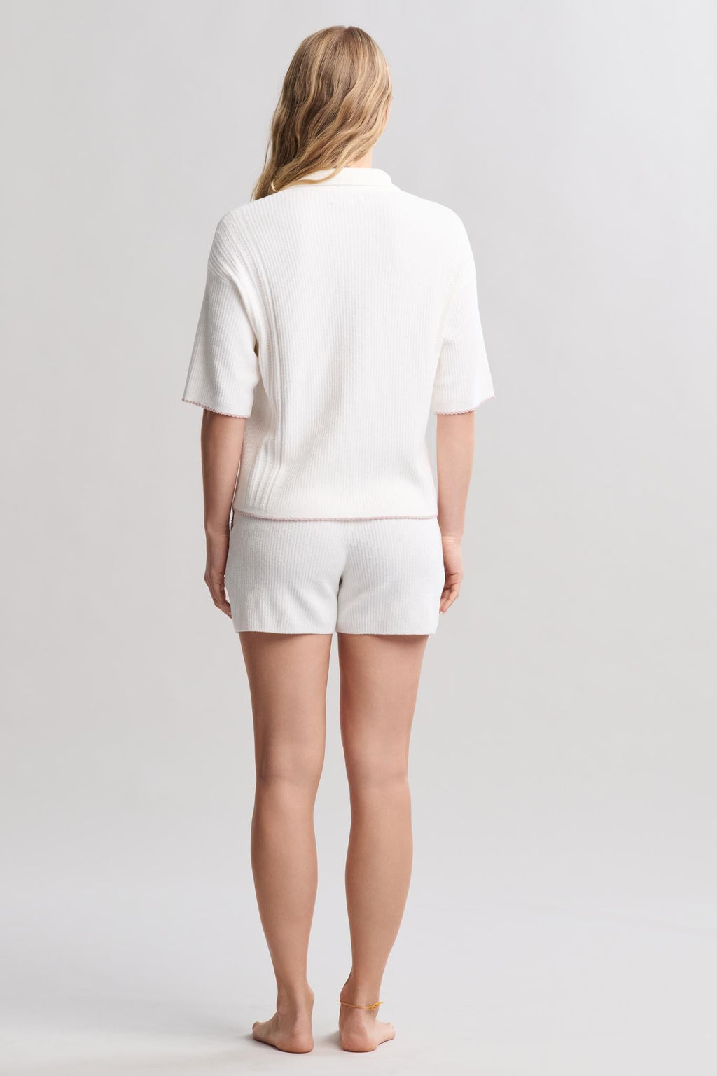 CozyChic Ultra Lite® Contrast Scallop Short Sleeve Shirt and Short Set