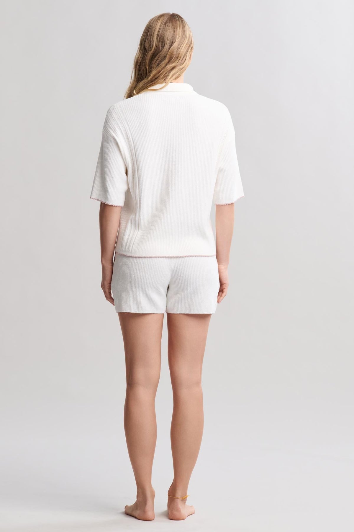 CozyChic Ultra Lite® Contrast Scallop Short Sleeve Shirt and Short Set