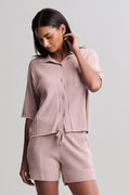 CozyChic Ultra Lite® Contrast Scallop Short Sleeve Shirt and Short Set