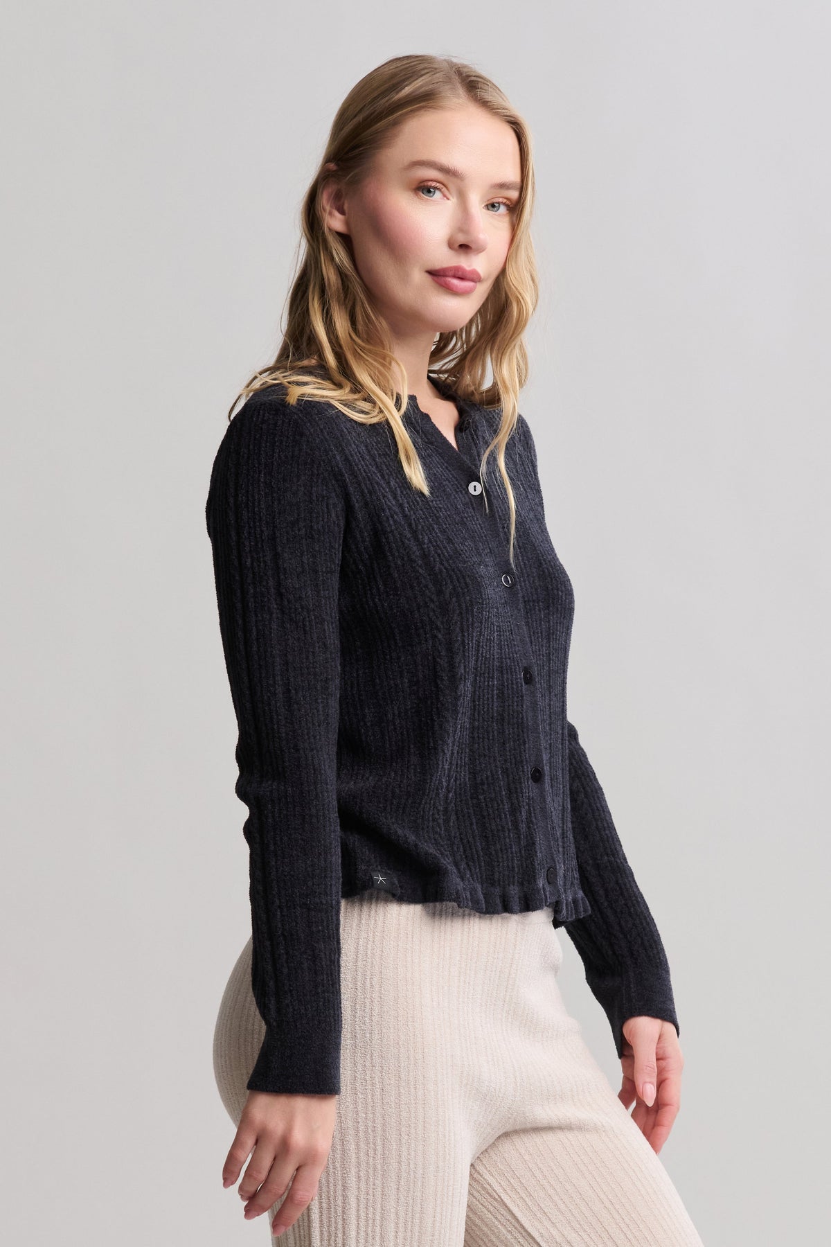 CozyChic Ultra Lite® Cable Knit Cardigan with Ruffle