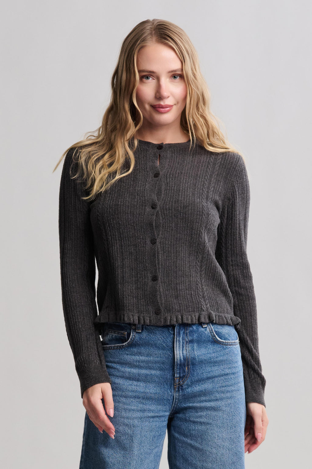 CozyChic Ultra Lite® Cable Knit Cardigan with Ruffle