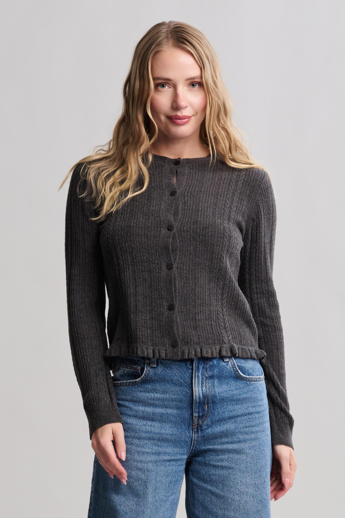 CozyChic Ultra Lite® Cable Knit Cardigan with Ruffle
