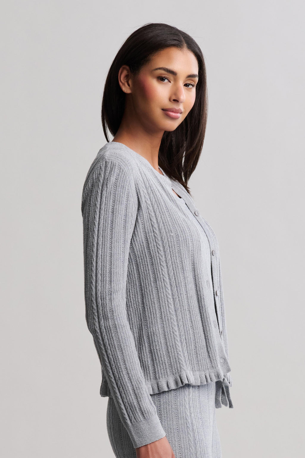 CozyChic Ultra Lite® Cable Knit Cardigan with Ruffle