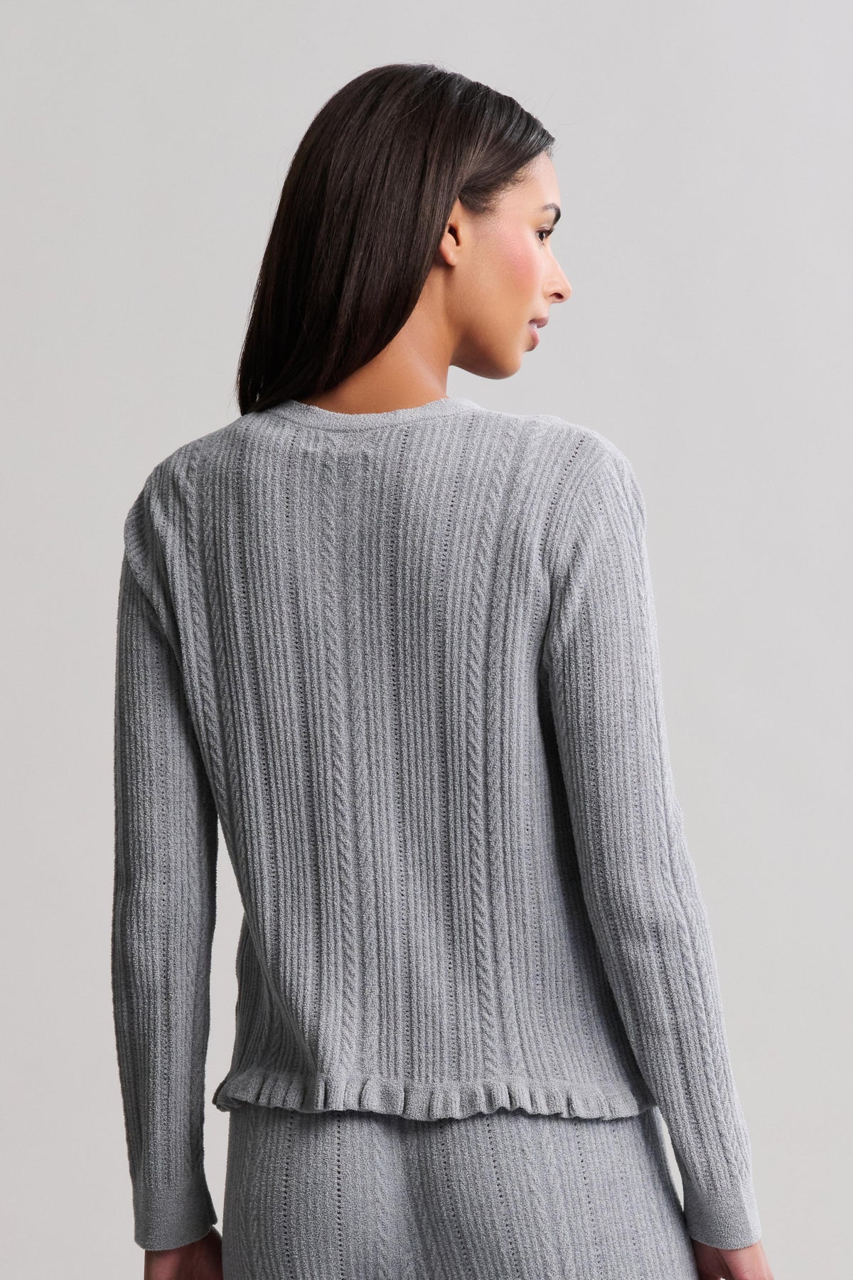 CozyChic Ultra Lite® Cable Knit Cardigan with Ruffle
