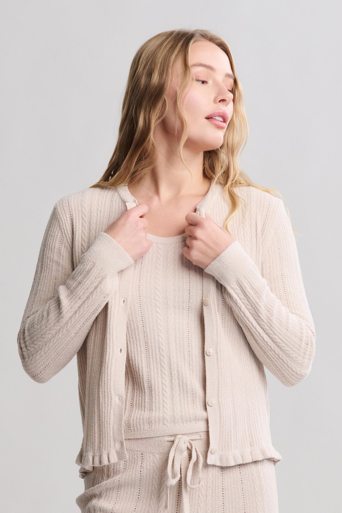 CozyChic Ultra Lite® Cable Knit Cardigan with Ruffle