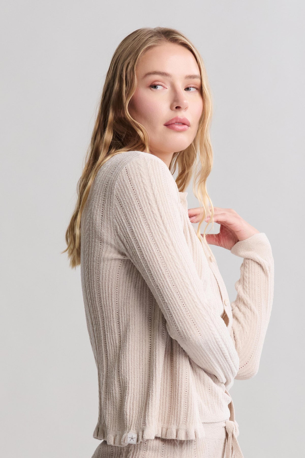 CozyChic Ultra Lite® Cable Knit Cardigan with Ruffle