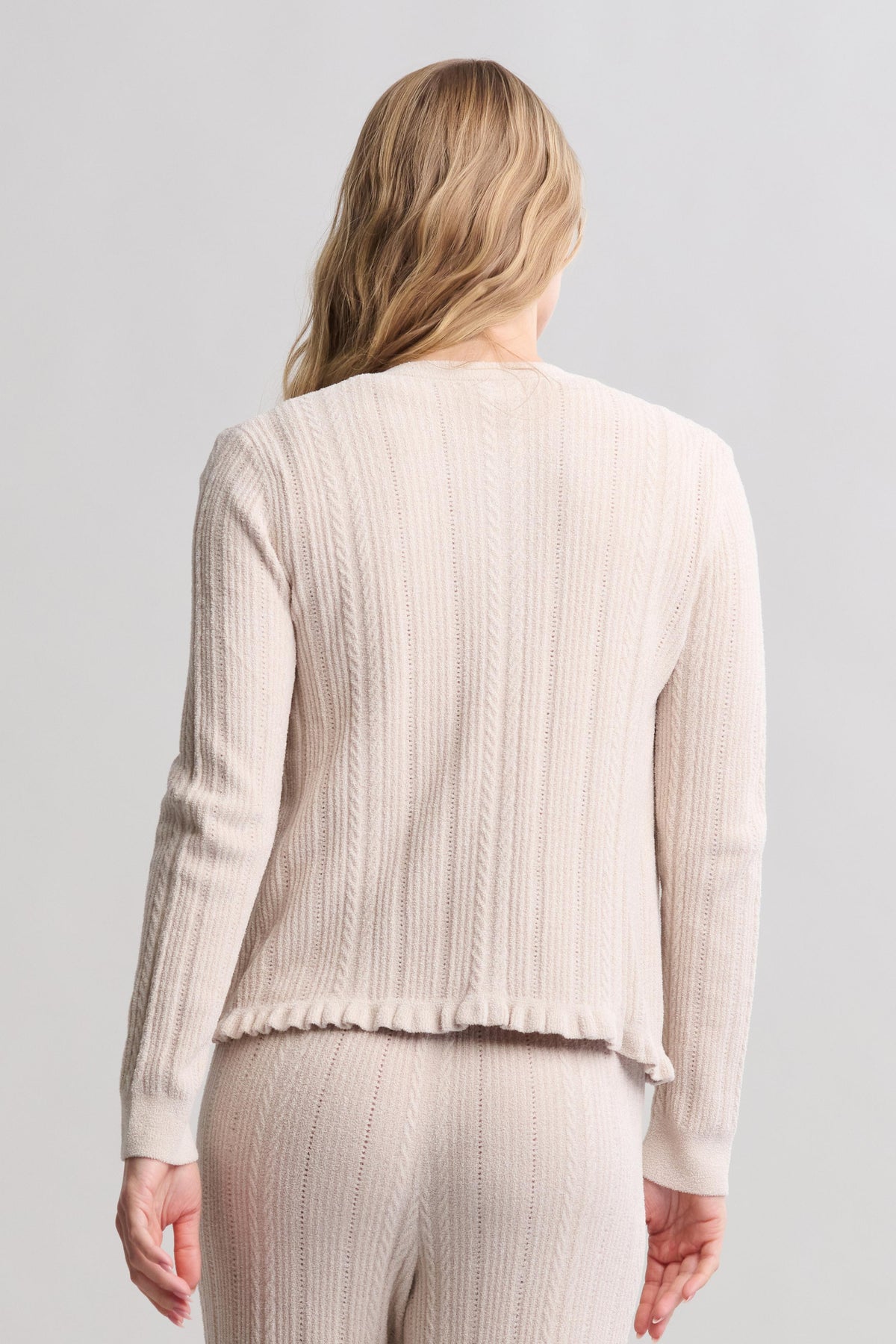 CozyChic Ultra Lite® Cable Knit Cardigan with Ruffle