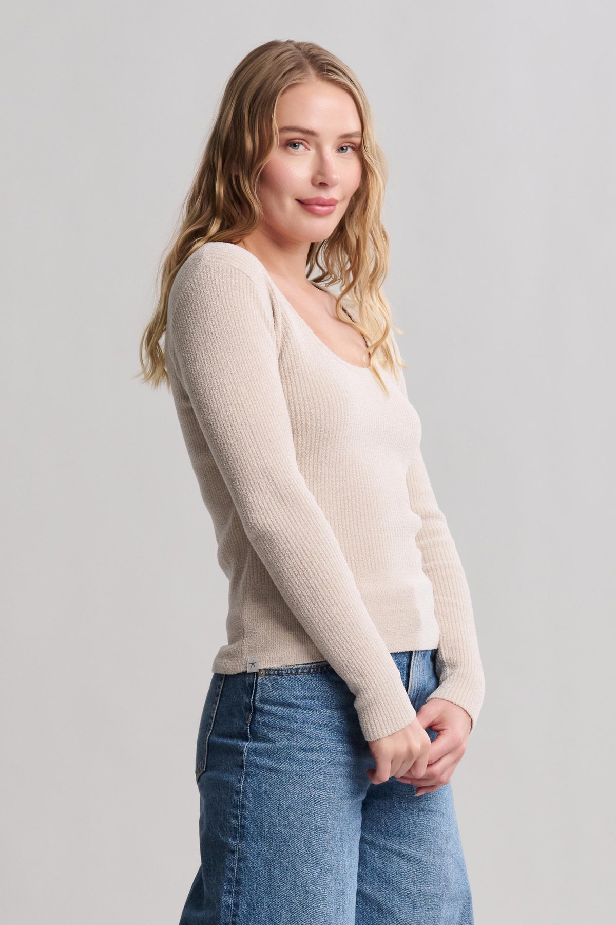CozyChic Ultra Lite® Ribbed Scallop Scoop Neck