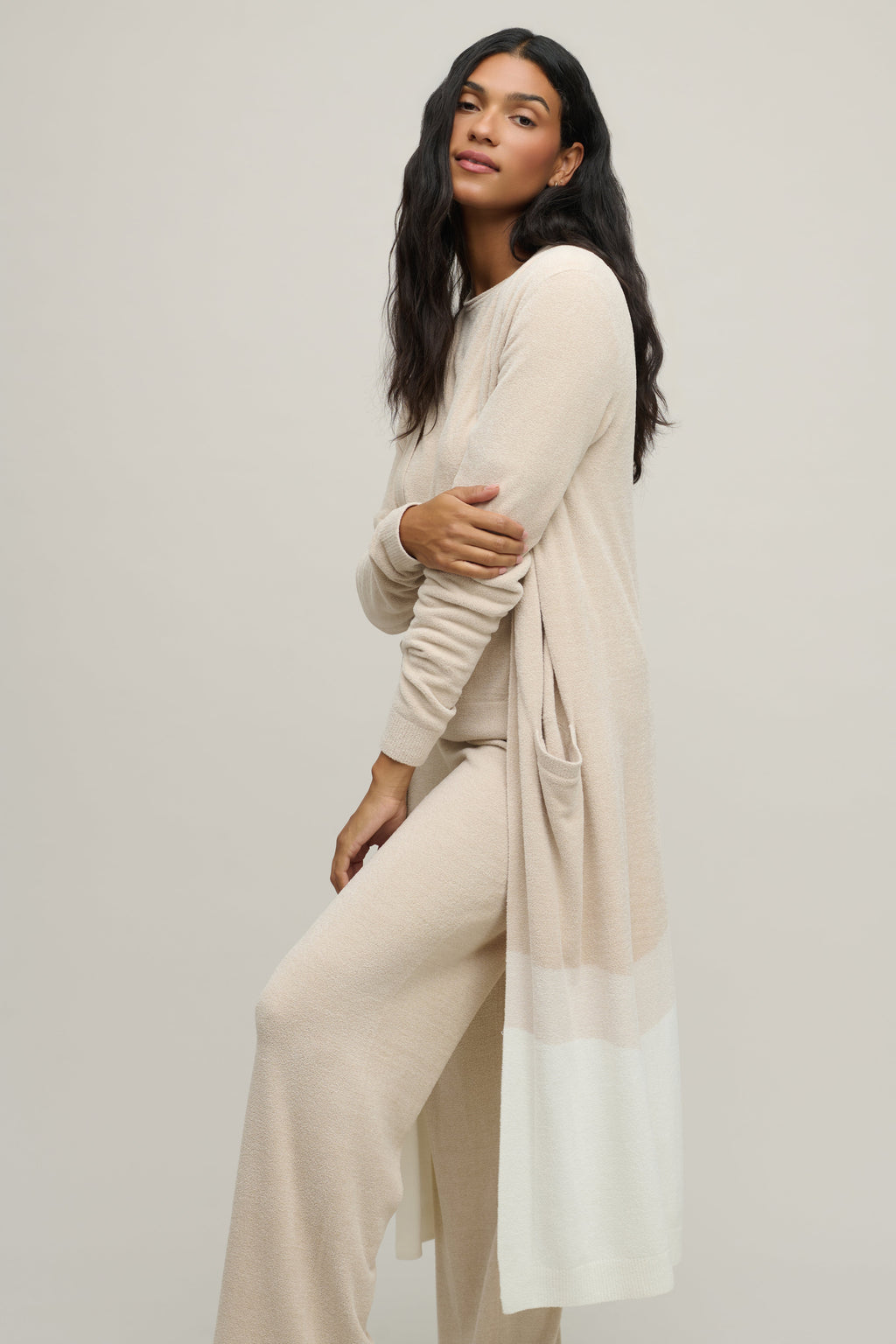 CozyChic Ultra Lite® Wavy Colorblock Long Cardigan