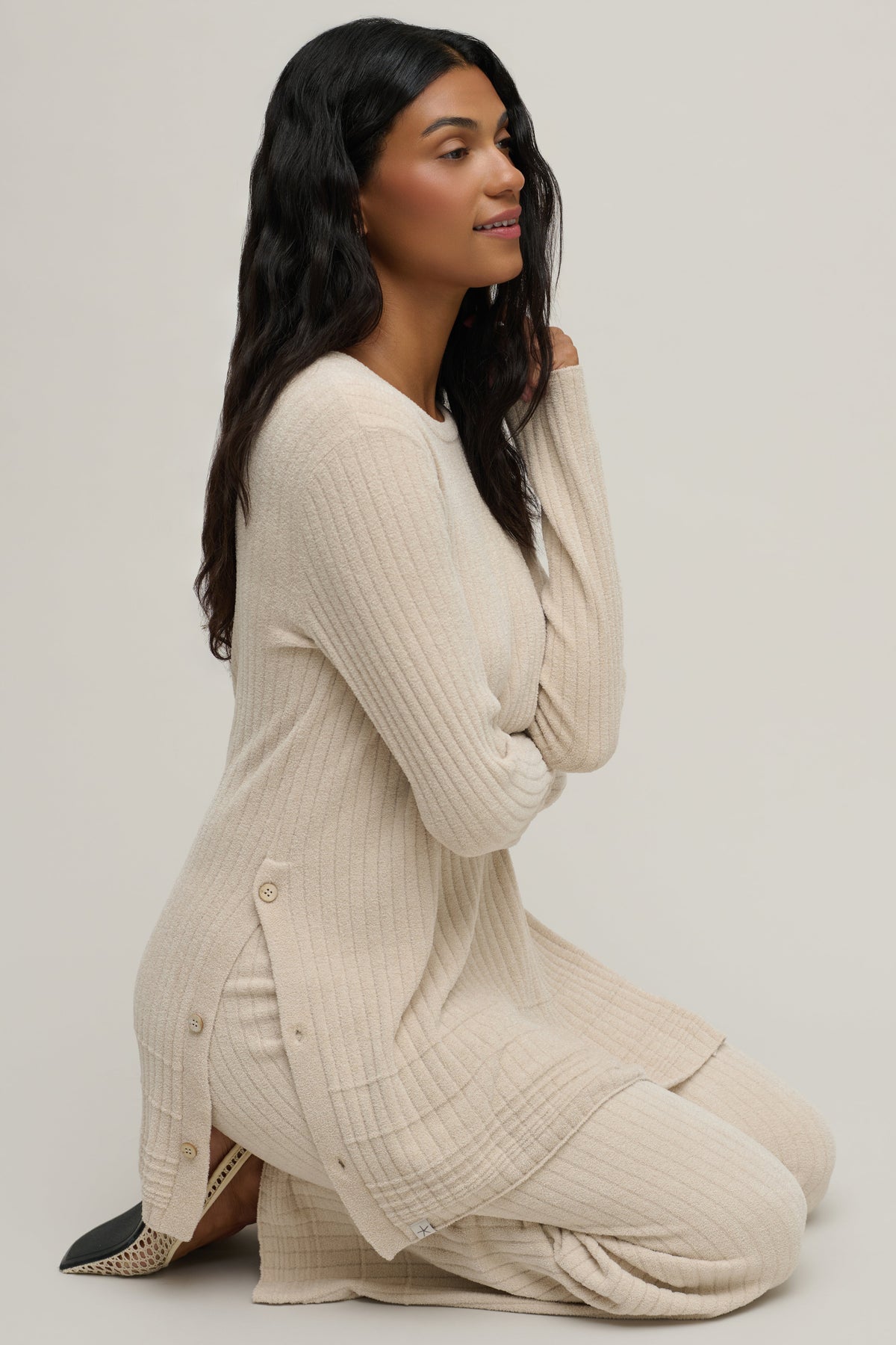 CozyChic Ultra Lite® Textured Rib Pullover with Buttons