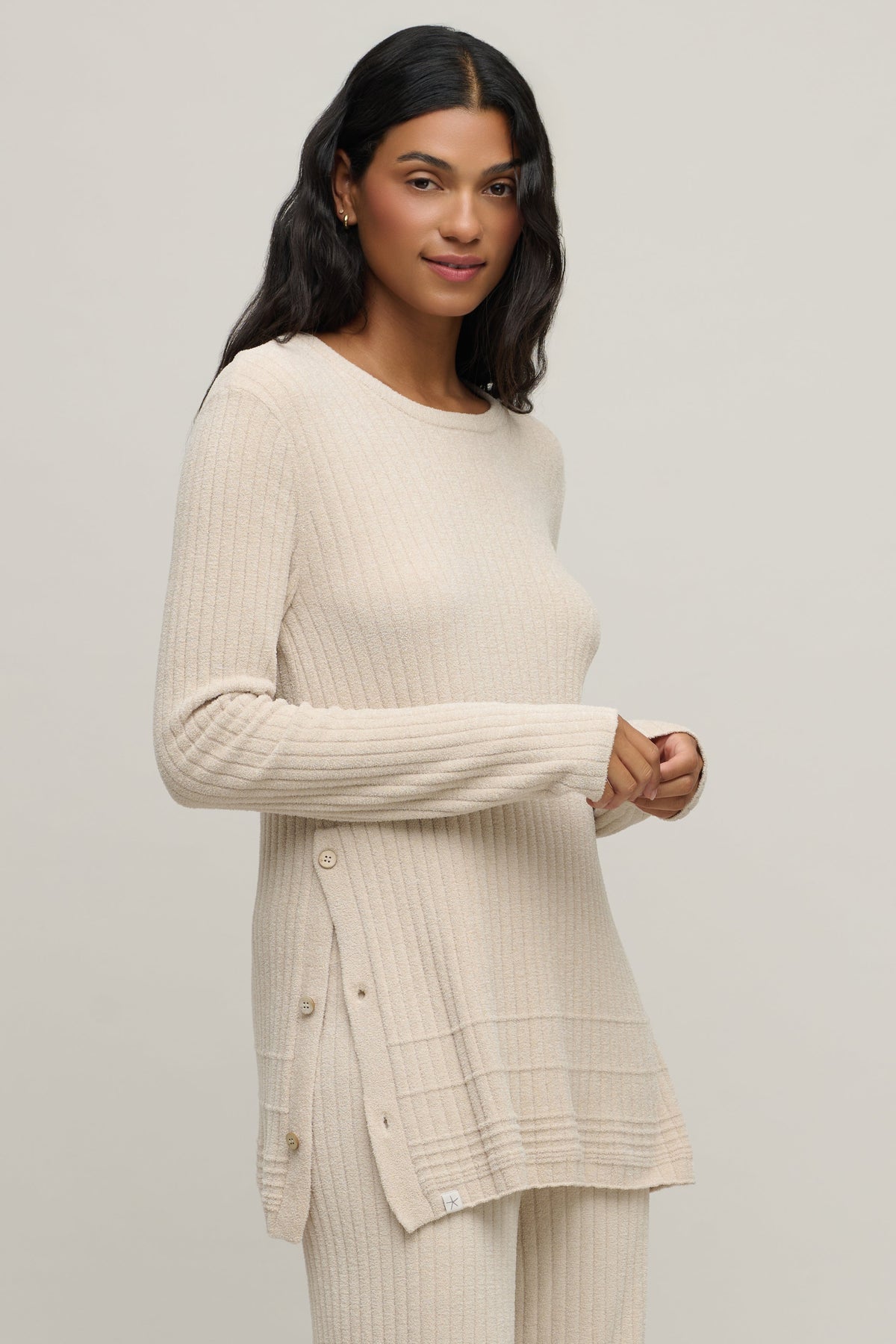 CozyChic Ultra Lite® Textured Rib Pullover with Buttons
