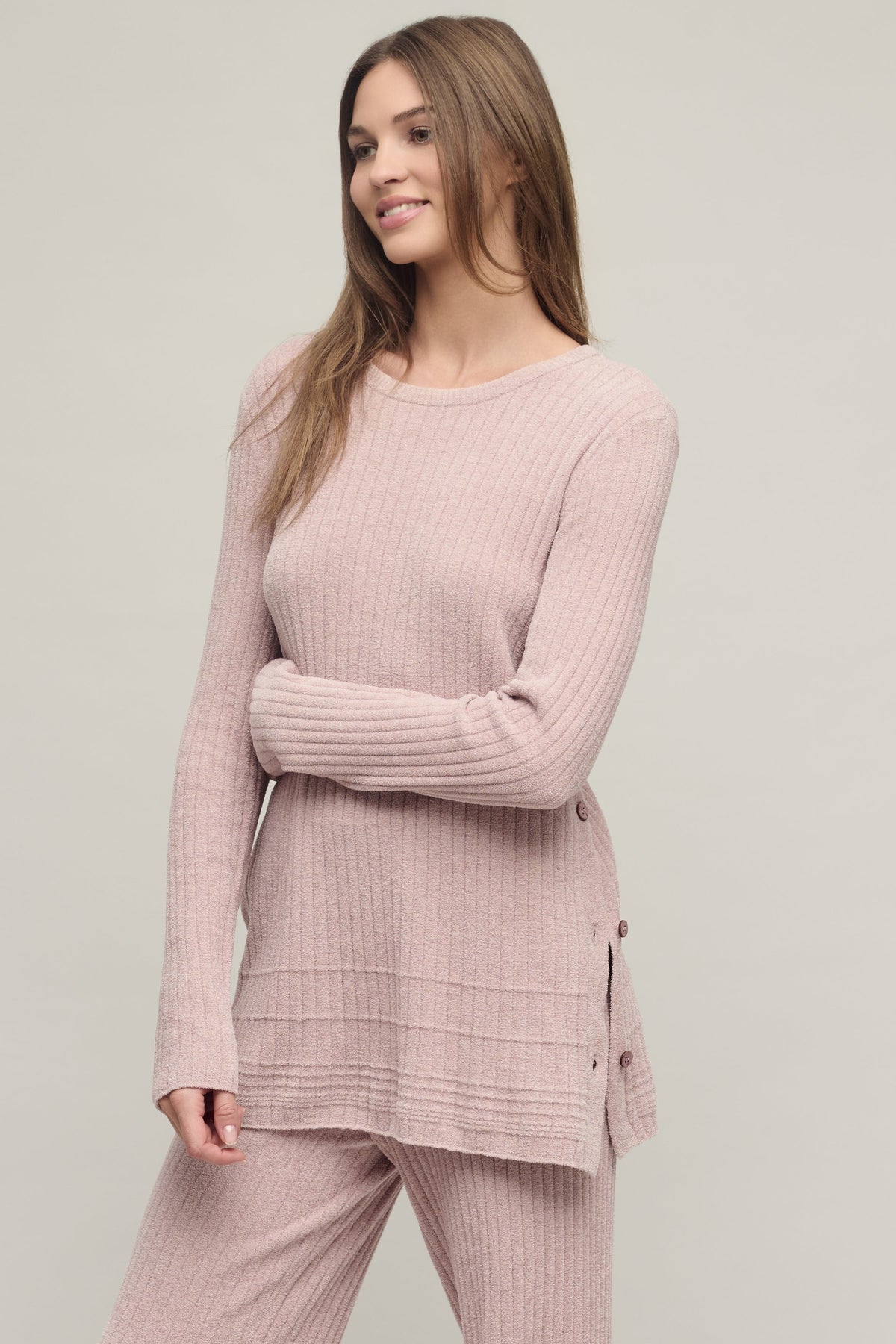 CozyChic Ultra Lite® Textured Rib Pullover with Buttons